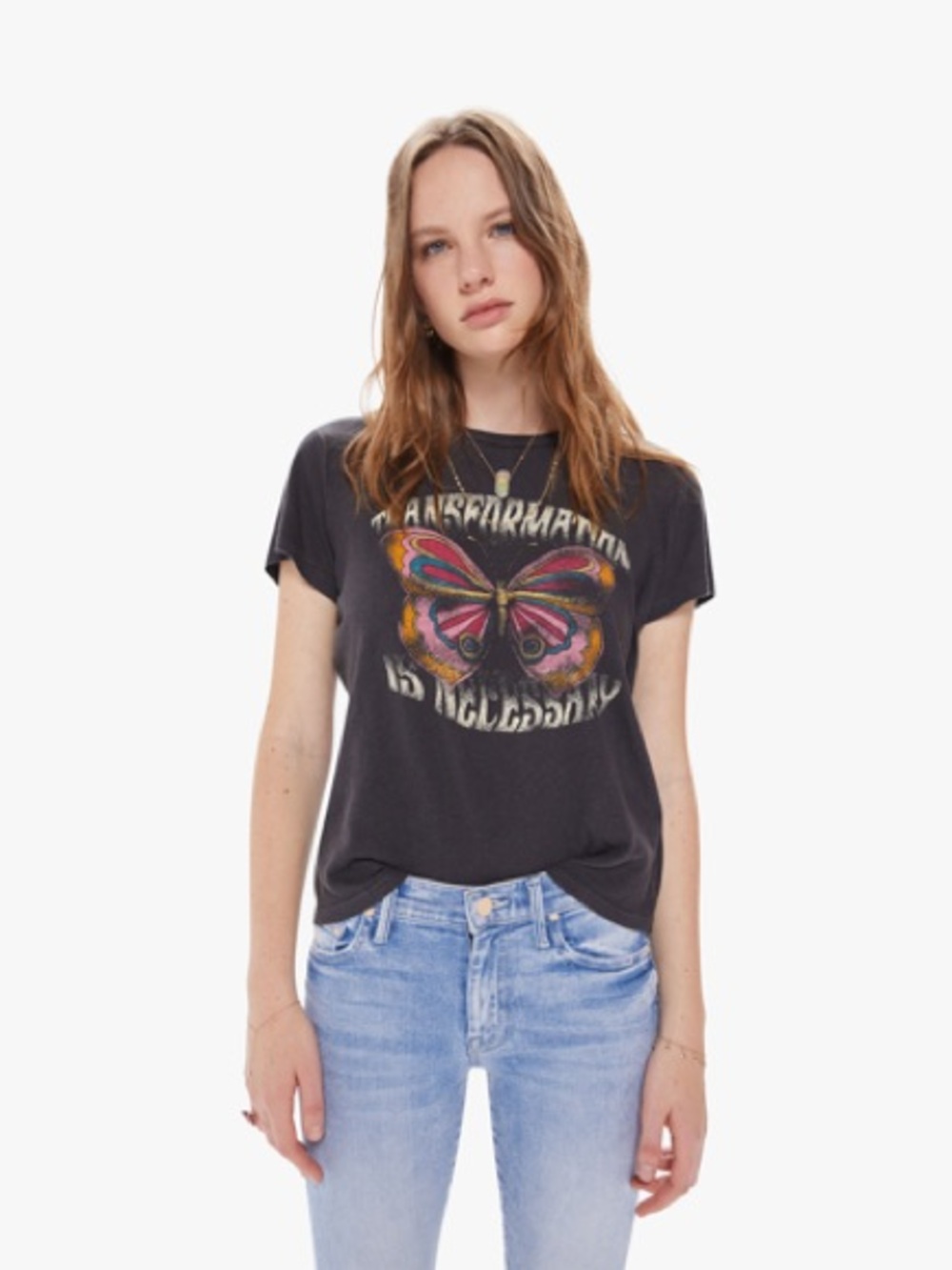 MOTHER Lil Sinful Tee S Transformation Is Necessary Graphic T-Shirt Boho